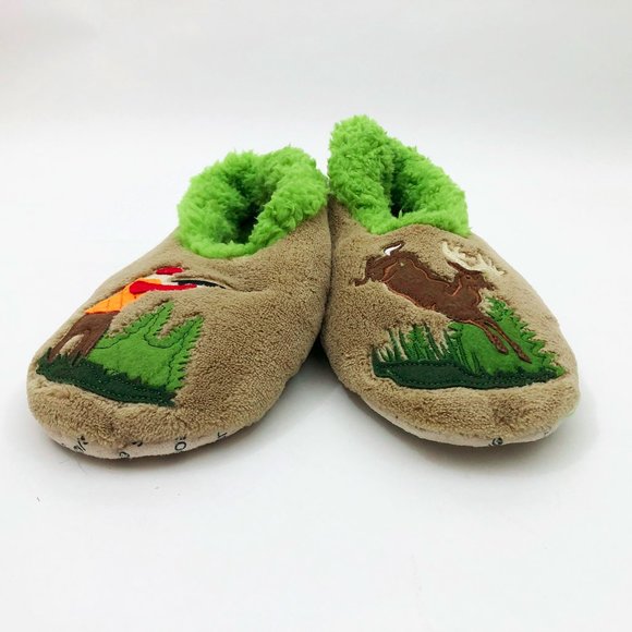 NWT Snoozies Men's Slippers Hunter Deer Medium 9/10 Tan - Picture 2 of 6